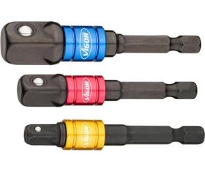 VIGOR Juego de adaptadores para llaves de vaso V7603/3, Accesorios para herramientas de aflojar y apretar/apretar componentes, Accionamiento: hexagonal 6,3 (1/4 pulgada), 3 piezas