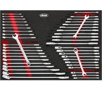 ViGOR juego de llaves fijas dobles, llaves combinadas y llaves combinadas de carraca 45 piezas V6724N, tamaños 6 x 7 a 30 x 32 mm, juego de herramientas versátil