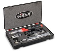 VIGOR Kit de reparación de plástico, 134 Piezas V3551N, 50 W, para Reparaciones rápidas y estables, Grapas de Acero Inoxidable, Varillas de Soldadura y Rejillas de Refuerzo