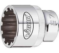 Vigor V1990 - Llave de vaso multiperfil, 12 mm, 1/2"