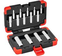 ViGOR V7014 T Juego de llaves de vaso, 14 piezas, 1/4, 3/8, 1/2 pulgada cuadrado hueco, perfil E E4 - E24, para trabajos precisos en zonas de difícil acceso