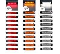 VIGORFLYRUN PARTS LTD 30x 6 LED 3.8" Luces Laterales del Marcador Luz de Gálibo para 24V Remolque Camioneta Caravana Camión Camión Autobús SUV - Rojo + Amarillo + Blanco