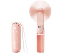 VigorLife Mini Ventilador Portátil 3 en 1 USB Recargable - Ventilador Frío Personal con Batería Externa, Linterna LED - Plegable de Bolsillo para Viajes y Emergencias en Exteriores (Rosa)