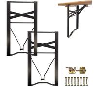 Vigormat Patas de Repuesto para Banco de Cervecería de Metal 43x23 cm, Soporte Central de Refuerzo para Restauración del Set de Pícnic, Incluye Ganchos y Tornillos (2 Patas + Kit - Negro)