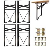 Vigormat Patas de Repuesto para Banco de Cervecería de Metal 43x23 cm, Soporte Central de Refuerzo para Restauración del Set de Pícnic, Incluye Ganchos y Tornillos (4 Patas + Kit - Negro)