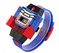 VIGOROSO Boys Children Kids Digital PU Watch Transformers Bumblebee Cartoon Wristwatch (Blue Band)