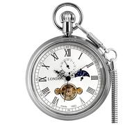 VIGOROSO Men's Vintage Full Copper Hand-Wind Mechanical Second&24hours Sub-dials Pocket Watch in Box, Tourbillon de plata, Grande, Reloj de bolsillo