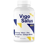 VIGOSALUS para Hombres - Dosis Alta - Más Fuerza + Duración - Maca, Tribulus Terrestris, Ginseng, L-Arginina, Ginkgo Biloba y Zinc - 90 Cápsulas