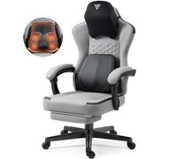 Vigosit Silla de gaming con soporte lumbar de masaje calentado, silla ergonómica para ordenador de juegos con cojín de muelles ensacados y reposapiés, silla Recliner High Back PC para adultos, gris