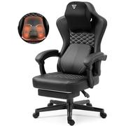 Vigosit Silla de gaming con soporte lumbar de masaje calentado, silla ergonómica para ordenador de videojuegos con cojín de muelles ensacados y reposapiés, silla Recliner High Back PC para adultos,