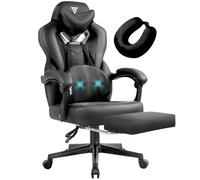 Vigosit Silla de gaming Pro con reposapiés, de PC de malla con función de masaje, silla ergonómica reclinable para gamer ordenador, 150 kg, grande y alta de oficina, color negro