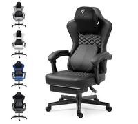 Vigosit Silla de juegos con masaje térmico, soporte lumbar, silla ergonómica para ordenador, con cojín de muelles ensacados y reposapiés, color negro