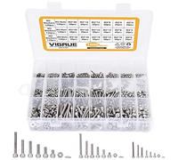 VIGRUE 1080 tornillos cilíndricos M2 M3 M4 con hexágono interior, surtido con tuercas, arandelas y llaves hexagonales interiores de acero inoxidable en caja de almacenamiento