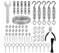 VIGRUE 32M 3mm Drahtseil kit, 304 Edelstahl Verdickt Drahtseil Spanndraht,Stahlseil Ummantelt,mit ösen Seilspanngarnitur Spannschloss und Hebel für Party, Festival, Hochzeit,Treppe, Camping