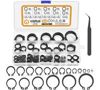 VIGRUE 400 piezas Surtido de anillos de seguridad, juego de 19 tamaños, acero al carbono, E-Clip externo, anillos de sujeción externos, hebillas divididas, arandelas, M4-M28 con caja de plástico