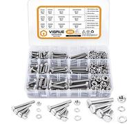 VIGRUE 408 tornillos hexagonales M5 M6 M8 de acero inoxidable A2, juego de tornillos con tuercas, arandelas DIN933, tornillos de rosca completos, tornillos de máquina, tornillos roscados para