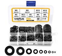 VIGRUE 684 arandelas planas, 9 tamaños, acero al carbono, planas, arandelas de seguridad, surtido (M2, M2.5, M3, M4, M5, M6, M8, M10, M12)
