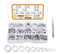 VIGRUE Arandelas planas - 1080 unidades, 11 tamaños A2 - 70, acero inoxidable, planas, arandelas de seguridad, surtido (M2, M2.5, M3, M4, M5, M6, M8, M10, M12, M14, M16)