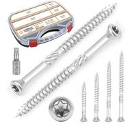 VIGRUE Juego de 300 tornillos para terrazas 5 x 60 mm, 5 x 40 mm, 5 x 50 mm, 5 x 60 mm, 5 x 70 mm, acero inoxidable endurecido, tornillos Torx 25, incluye punta de acero inoxidable