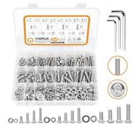 VIGRUE Juego de 360 tornillos de acero inoxidable 304, M5, M6, M8, juego de tornillos roscados con tuercas, arandelas y llaves hexagonales en caja de almacenamiento