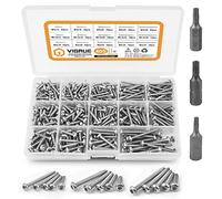 VIGRUE Juego de 405 tornillos de cabeza redonda M3 M3.5 M4, tornillos para madera TX de acero inoxidable A2, tornillos autorroscantes, cabeza alomada con 3 puntas en tornillos de chapa