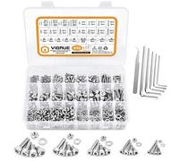 VIGRUE Juego de 650 tornillos M2, M3, M4, M5, M6, hexágono interior, de acero inoxidable 304, rosca completa, tornillos cilíndricos con tuercas y arandelas en caja surtida