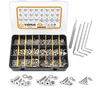VIGRUE Juego de 940 tornillos M2, M3, M4, M5, hexágono interior, tornillos roscados con tuercas, arandelas y llaves hexagonales en caja surtida