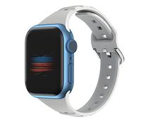 VIGTMO Correa Compatible con Apple Watch 42 mm 44 mm 45mm, Mujeres Hombres Pulsera de Silicona Transpirable para iWatch SE Series 7 6 5 4 3 2 1 - Gris