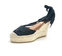 Viguera Alpargata Casual de Lona, con cuña de Yute Natural - 2227 para: Mujer Color: Negro Talla: 39