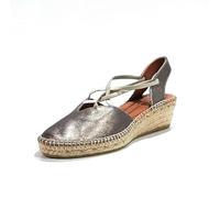 Viguera - Alpargata de cuña Baja con elásticos 986279 Cuero Mujer Color: Fumo Talla: 38