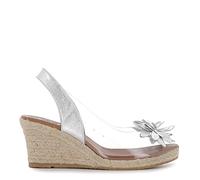 Viguera Alpargata Piel y Vinilo con cuña Yute Acolchada Mujer Plateada para: Mujer Color: Plateado Talla: 36