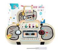 VIHBRAI Montessori Tabla de empleo a partir de 1 año, juguete sensorial de madera con música y luz LED, juguete educativo portátil para niños pequeños de 1 a 3 años, diseño de grabadora