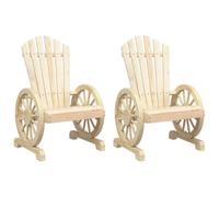 VIHHQGC Adirondackstuhl Set de 2 sillas de madera maciza de abeto para jardín, asiento ergonómico, respaldo inclinado y reposabrazos