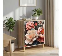 VIHHQGC Cómoda Borne con estampado de peonía 66 x 36,5 x 75 cm Sonoma | Material de madera, patas elevadas, patrón decorativo, mucho espacio de almacenamiento, versátil