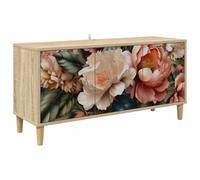 VIHHQGC Mueble para TV Borne 102 x 33 x 50 cm Sonoma de madera | Construcción de madera estable, compartimentos espaciosos, patrón decorativo, pies elevados para circulación de aire