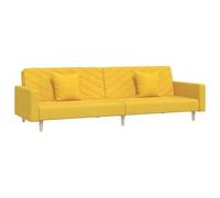 VIHHQGC Sofá cama con marco de madera amarillo de 2 plazas con 2 cojines de tela para espacios pequeños