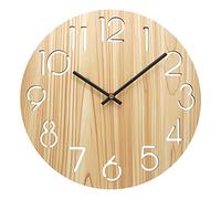 Vihimi Reloj De Pared De Madera, 12 Pulgadas, Redondo, Silencioso Y Sin Tictac, Números Grandes, Fácil De Leer, Funciona con Pilas, Reloj Rústico De Cocina/Sala De Estar/Dormitorio