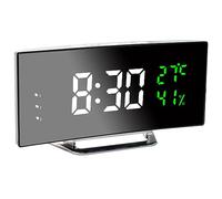 Vihimi Reloj Despertador Digital, Pantalla Grande LED De 6.5 Pulgadas, Reloj Despertador De Mesita De Noche con Temperatura y Humedad, Reloj De Espejo con 3 Relojes Despertadores