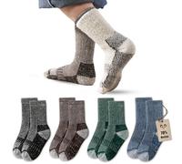 Vihir 4 pares de calcetines de merino para niños chicos - Calcetines deportivos de merino tipo crew, calcetines cálidos de invierno gruesos para esquí, trekking, senderismo 22-26, 26-29, 29-34, 34-37