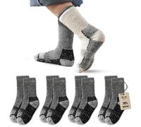 Vihir 4 pares de calcetines de merino para niños niños - Calcetines deportivos de merino tipo crew, calcetines cálidos de invierno gruesos para esquí, trekking, senderismo 22-26, 26-29, 29-34, 34-37
