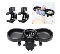 Vihir Bandeja para Cochecito de Bebé, 4 en 1 Bandeja de bocadillos Universal para Cochecito con Portabocadillos y Soporte para Móvil, Clip Ajustable Giratorio 360°, para Cochecitos con Reposabrazos