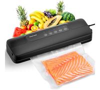 Vihoom Envasadora al Vacío 5 en 1, Maquina al Vacio de Alimentos para Uso Doméstico y Comercial, Secos y Húmedos, Incluye 10 Bolsas y Tubo de Vacío, Negra