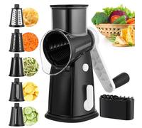 Vihoom Rallador de Queso, Cortador de Verdura con 5 Cuchillas de Tambor Intercambiables, Mandolina de Cocina Corte más Rápido y Fácil, Rallador de Verduras para Queso, Pepino, Zanahoria, Nueces