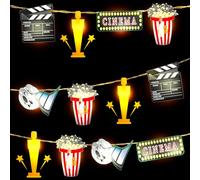 VIHOSE Guirnalda de luces con temática de película, 20 luces LED de 10 pies, funciona con pilas, suministros de fiesta temática de cine para el hogar, suministros de fiesta de cine