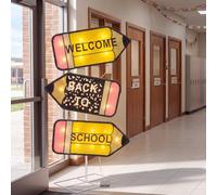 VIHOSE Luces de regreso a la escuela de 42 pulgadas de alto, decoración de lápiz iluminado preiluminado con 50 luces blancas cálidas, decoración de regreso a la escuela para interiores y exteriores