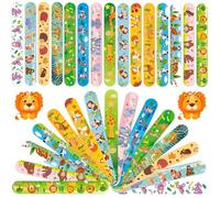 Viicoor Pulseras de golpe para niños, 30 unidades, estilo animales, bandas a presión, rellenos para bolsas de fiesta, favores de primavera (Animales-30P)