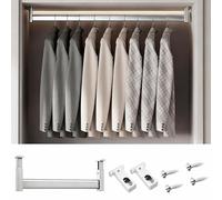 VIIGUIY Barra Armario Barra de Armario de Montaje Superior con Juego de Soportes, Poste de Armarios Aleación Aluminio, Colgante Antideslizante Dormitorio(Silver,80cm/31.5in)