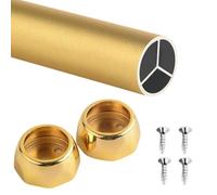VIIGUIY Barra Armario Barra de Armario Metálica con Capacidad de 50 kg y Herrajes, Barra Colgar Ropa Que Ahorra Espacio, Barra Redonda de 2,5 cm de Diámetro(Gold,90cm/35.4in)