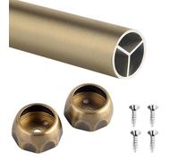 VIIGUIY Barra Armario Barra de Armario Metálica con Capacidad de 50 kg y Herrajes, Barra Colgar Ropa Que Ahorra Espacio, Barra Redonda de 2,5 cm de Diámetro(Champagne,90cm/35.4in)