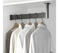 VIIGUIY Barra Armario Barras de Armario de 30 35 45 55 60 70 cm para Colgar Ropa, Polo de Armarios de Metal Resistente, Rieles Gabinete Cocina Tornillos(Black,44cm/17.3in)